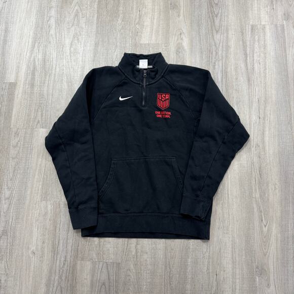 Nike United States Soccer 1/4 Zip Men's Small Black Red Pullover Sweatshirt USA - Picture 1 of 9